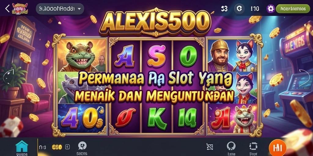 Screenshot gameplay ALEXIS500 menunjukkan tampilan grafis yang menarik dan penuh warna.