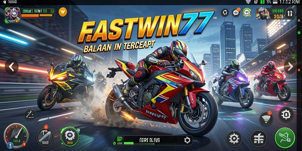 Tampilan gameplay FASTWIN77 dengan balapan motor yang seru.
