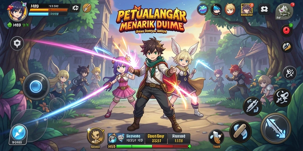 Tangkapan layar H89 menampilkan karakter anime dalam aksi penuh warna.