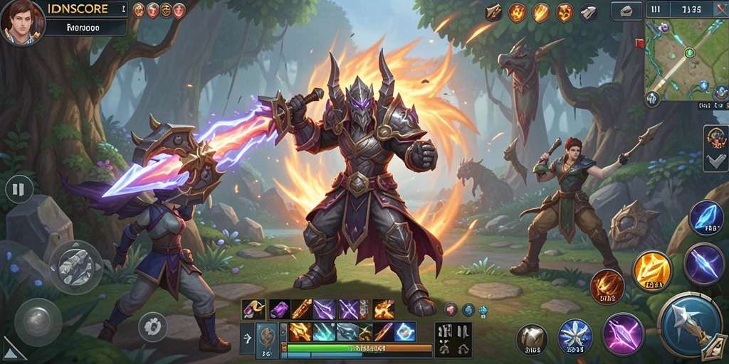 Tampilan gameplay menarik dari IDNSCORE menunjukkan aksi seru dan petualangan.