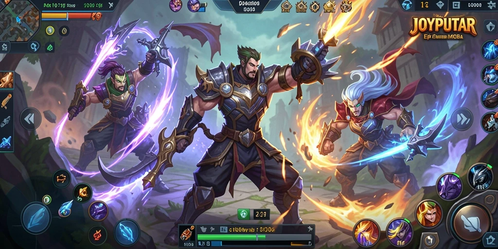 Tampilan gameplay seru dalam pertempuran MOBA di JOYPUTAR.