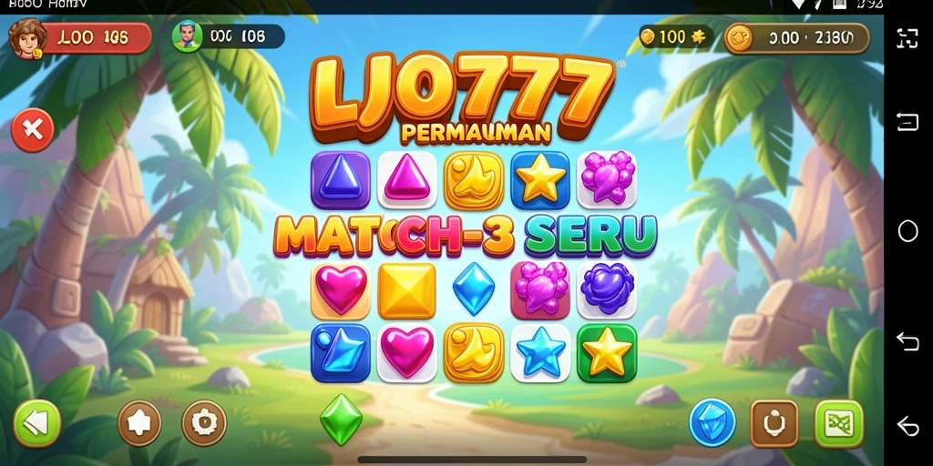 Tampilan gameplay LJO777 dalam mode Match-3 yang seru dan adiktif.