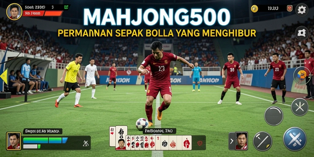 Tampilan gameplay seru dalam permainan Football MAHJONG500.