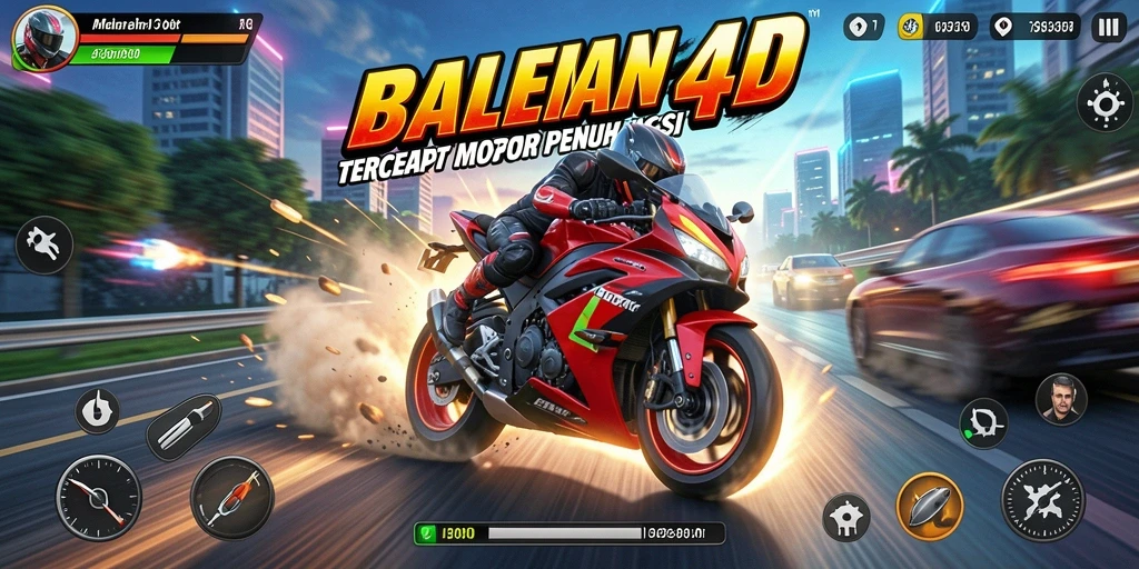 Tampilan gameplay seru dan balapan motor yang cepat.