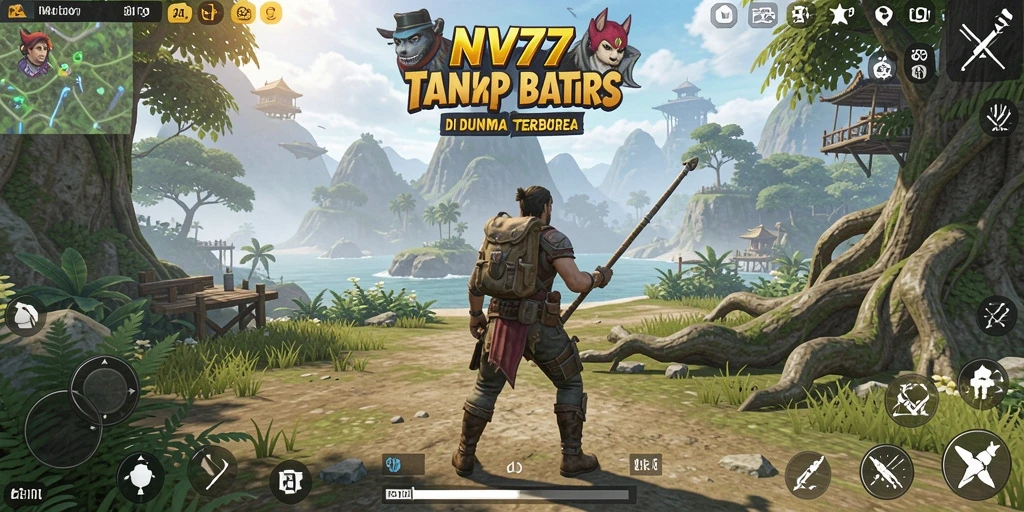 Screenshot gameplay NV77 yang menampilkan eksplorasi petualangan terbuka.