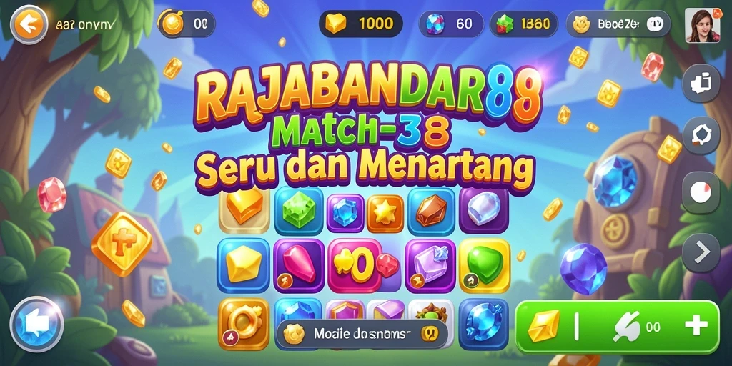 Tampilan gameplay RAJABANDAR88 dengan kombinasi Match-3 yang warna-warni.